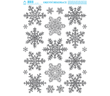 Bogen Weihnachtsaufkleber, Fensterfolie ohne Kleber Schneeflocken mit Glitter silber 35 x 25 cm