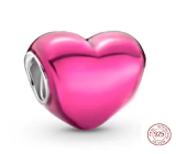 Charme Sterling Silber 925 Metallic rosa Herz Perlen Armband, Liebe