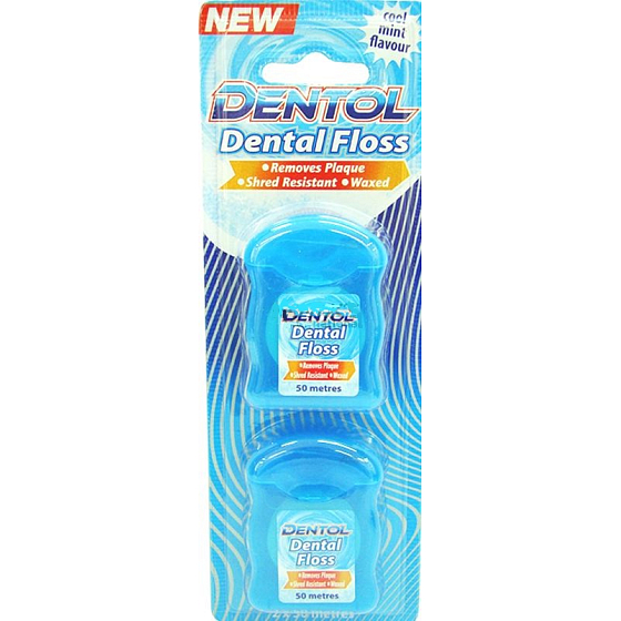 Dentol Zahnseide Cool Mint Dental Waxed Thread 2 x 50 Meter