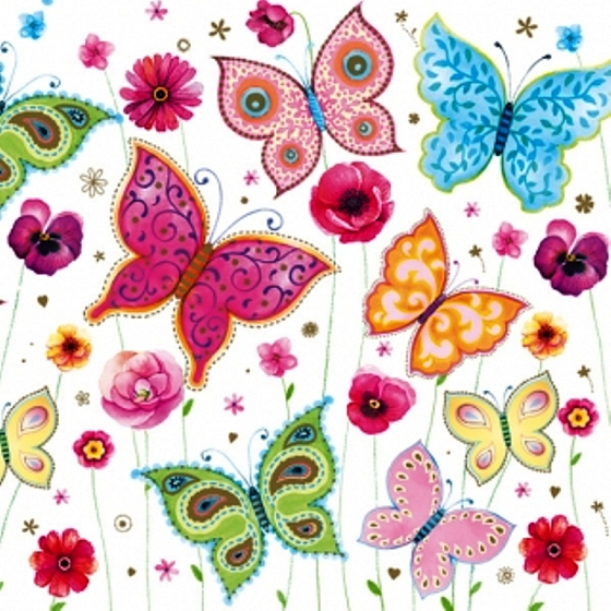Maki Papierservietten 3-lagig 33 x 33 cm 20 Stück Schmetterlinge