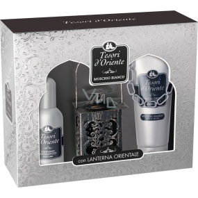Tesori d Oriente Muschio Bianco EdT 100 ml Eau de Toilette + 250 ml Duschgel + Laterne für Frauen Geschenkset