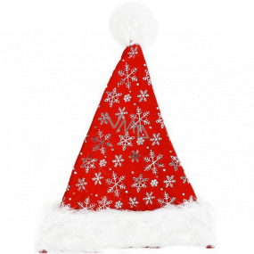 Weihnachtsmütze mit silbernen Flocken 38 x 30 cm