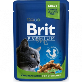 Brit Premium Huhnstücke für kastrierte Katzen Alleinfuttertasche 100 g