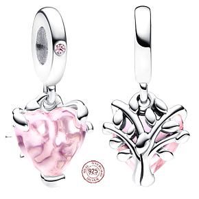 Charme Sterling Silber 925 Rose Baum des Lebens, ein Herz, ein Ursprung, Familie Armband Anhänger