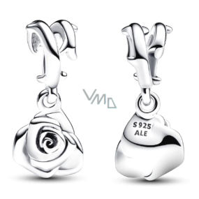 Charme Sterling Silber 925 Rose in Blüte, Natur Armband Anhänger Charme Sterling Silber 925 Rose in Blüte, Natur Armband Anhänger