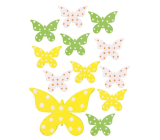 Schmetterlinge aus Holz mit Leim 3 Farben 4 cm, 12 Stück im Beutel