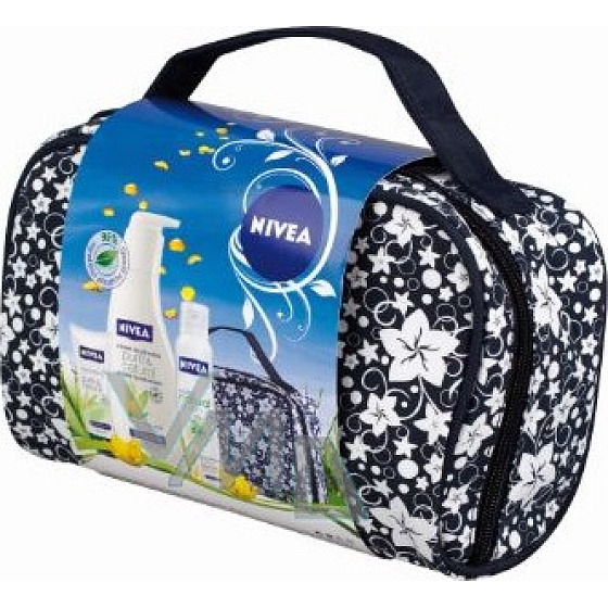 Nivea Kaznatural Körperlotion 400 ml + Handcreme 100 ml + Deodorant Spray 150 ml + Beutel, für Frauen Kosmetikset