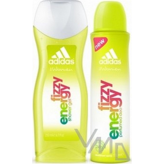 Adidas Fizzy Energy Duschgel 250 ml + Deodorant Spray für Frauen 150 ml, Kosmetikset