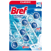 Bref Power Aktiv 4 Formula Ocean Breeze WC-Block für hygienische Sauberkeit und Frische Ihrer Toilette, färbt Wasser 3 x 50 g, Megapack