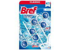 Bref Power Aktiv 4 Formula Ocean Breeze WC-Block für hygienische Sauberkeit und Frische Ihrer Toilette, färbt Wasser 3 x 50 g, Megapack