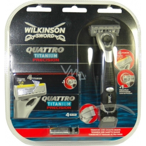 Wilkinson Quattro Titanium Präzisionsrasierer 1 Stück und 4 Ersatzköpfe, Kosmetikset