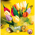Ditipo Papierservietten 3-lagig 33 x 33 cm 20 Stück Ostergelb mit Tulpen und Eiern