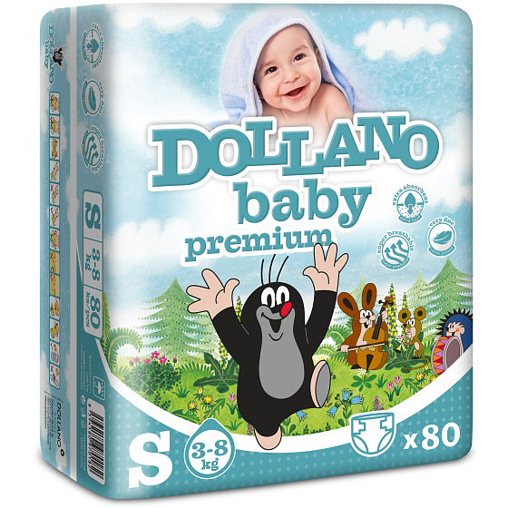 Dollano Baby Mole Windeln Premium S 3-8 kg Windelhöschen 80 Stück