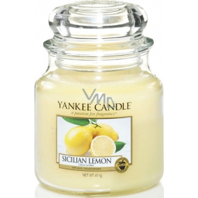 Yankee Candle Sicilian Lemon - Sizilianische Zitronenduftkerze Klassisches mittleres Glas 411 g