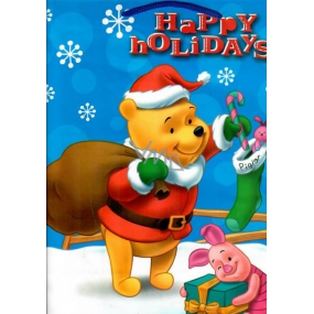 Ditipo Geschenk Papiertüte 26,4 x 12 x 32,4 cm Disney Winnie the Pooh Frohe Feiertage