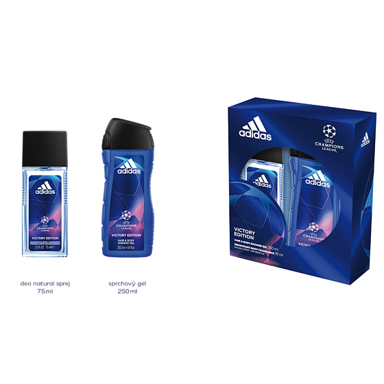 Adidas UEFA Champions League Victory Edition V parfümiertes Deospray 75 ml + Duschgel 250 ml, Kosmetikset für Männer