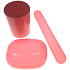 Kunststoff Nova Kulturbeutel-Set - Reise-Toilettenartikel-Set Rot, Tiegel, Bürstenetui und Seife 3-teilig