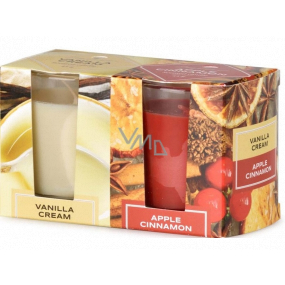 Emocio Vanillecreme & Apfelzimt - Kerzenglas mit Vanillecreme und Apfelzimtduft 52 x 65 mm 2 Stück in einer Schachtel