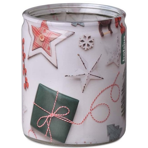 Bolsius Weihnachtsmotive Duftkerze in Glas 68 x 80 mm, Brenndauer 23 Stunden