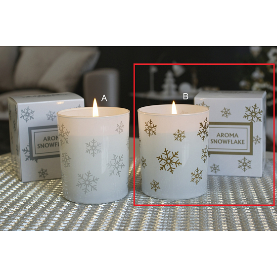 Lima Aroma Snowflake Apfel und Zimt Duftkerze gold, Brenndauer 50 Stunden 175 g