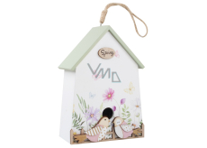 Vogelhaus mit Vögeln zum Aufhängen 12 x 7,5 x 18 cm