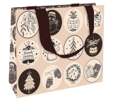 Nekupto Geschenkpapier Tasche mit Prägung 23 x 18 cm Weihnachtssymbole