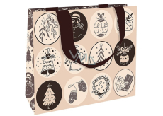 Nekupto Geschenkpapier Tasche mit Prägung 23 x 18 cm Weihnachtssymbole