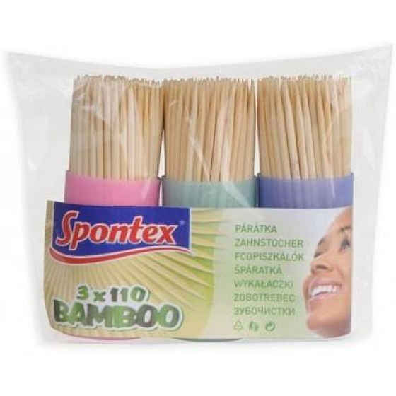 Spontex Zahnstocher Bambus 3 x 110 Stück Box