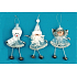 Engel Schneemann und Santa Silber mit Glocken zum Aufhängen 14 cm