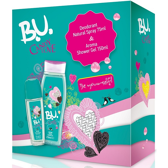 BU Candy Love parfümiertes Deodorantglas für Frauen 75 ml + Duschgel 250 ml, Geschenkset für Frauen