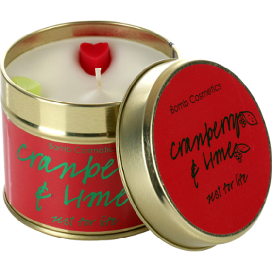 Bomb Cosmetics Cranberry und Lime - Cranberry and Lime Duftende natürliche, handgefertigte Kerze in einer Blechdose brennt bis zu 35 Stunden