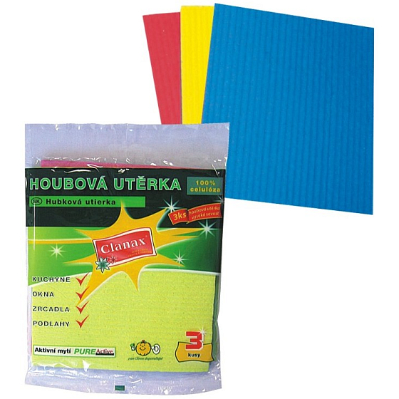 Clanax Schwammtuch 100% Zellulose 3 Stück