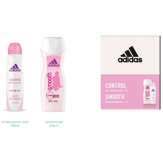 Adidas Control Smooth Antitranspirant Deodorant Spray für Frauen 150 ml + Duschgel 250 ml, Kosmetikset