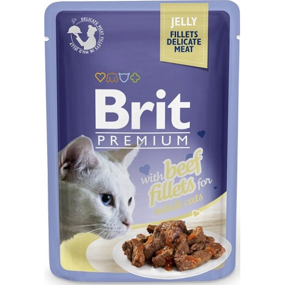 Brit Premium Filet mit Rindfleisch in Gelee Katzenvollnahrung Tasche 85 g