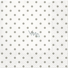 Papierservietten 3 Lagen 33 x 33 cm 20 Stück Weiß mit grauen Punkten