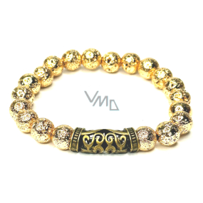 Lava Gold Farbe plattiert Armband elastischen Naturstein, Perle 8 mm / 16-17 cm, geboren der vier Elemente