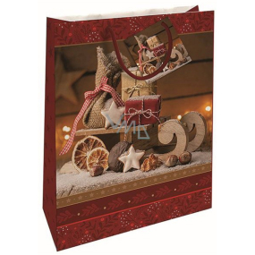 Nekupto Geschenkpapier Tasche 46 x 33 x 10,5 cm Weihnachtsschlitten rot