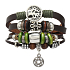 Mehrschichtiges Lederarmband, Symbol Baum des Lebens + Lilie + Davidstern, größenverstellbar