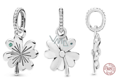 Charms Sterling Silber 925 Vierblättriges Kleeblatt als Glücksbringer, Natur-Armband-Anhänger