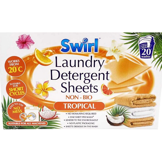 Swirl Universal Tropical lösliche Waschmittelblätter 20 Stück