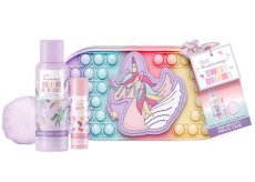 Baylis & Harding Einhorn Duschcreme 60 ml + sprudelnde Kugel 45 g + Lippenbalsam 5 g, verspieltes Kinder-Miniset mit Körperpflegeprodukten mit Süßigkeiten-Duft in einer Pop-it-Tasche