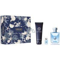 Versace Pour Homme Eau de Toilette 100 ml + Duschgel für Körper und Haare 150 ml + Eau de Toilette 5 ml, Geschenkset für Männer