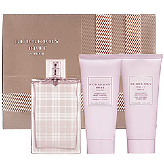 Burberry Brit Sheer EdT 100 ml Eau de Toilette + 100 ml Bodylotion + 100 ml Duschgel für Frauen