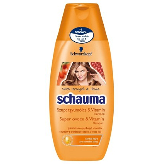 Schauma Super Fruit & Vitamin Shampoo für trockenes Haar bringt Glanz, Vitalität 400ml