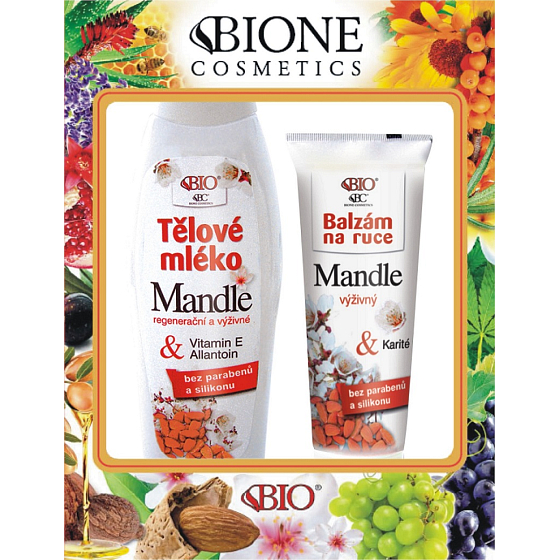 Bione Cosmetics Mandel regenerierende und pflegende Körperlotion 500 ml + pflegender Handbalsam 200 ml, Kosmetikset