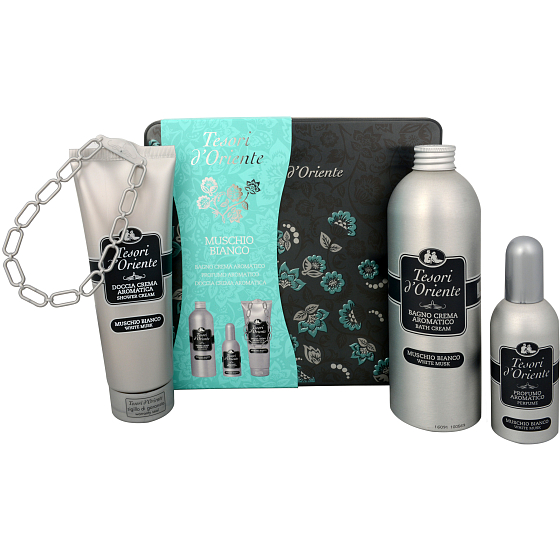 Tesori d Oriente Muschio Bianco parfümiertes Wasser 100 ml + Duschgel 250 ml + Badeschaum 500 ml, für Frauen Geschenkset