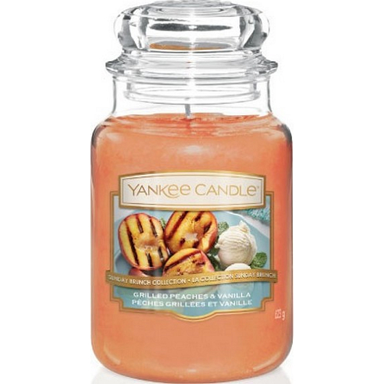 Yankee Candle Gegrillte Pfirsiche & Vanille - Gegrillte Pfirsiche und Vanille Duftkerze Classic Large Glass 623 g