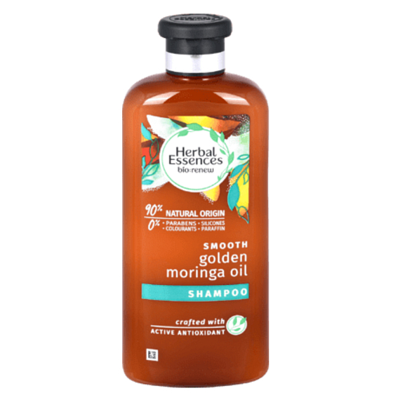 Herbal Essences Smooth Golden Moringa Oil Shampoo mit Moringöl, für glattes Haar und leichte Kämmbarkeit, ohne Parabene 400 ml