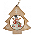 Albi Holz geschnitzten Weihnachtsschmuck Baum mit einem Schneemann 9,5 x 7,5 cm