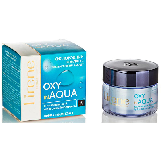 Lirene Oxy in Aqua verjüngende, oxidierende Hydro-Gel-Nachtcreme für normale Haut 50 ml